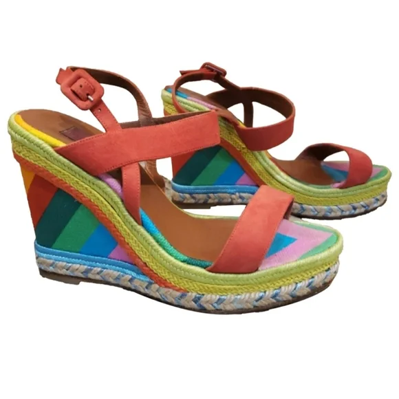 Valentino Colorful Wedge Sandals - Picture 1 of 10